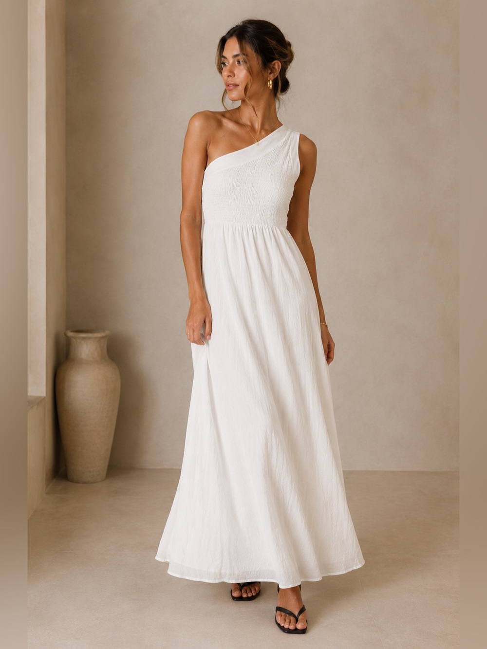 FARM Rio for Anthropologie NWOT One Shoulder Smocked back Maxi Dress.